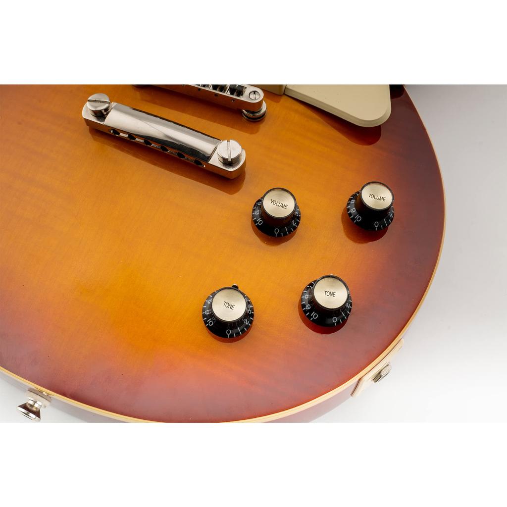Musiclily Pro Reflector Metric Set for Electric Top of Knobs, 2mm, Volume/Two-Tone LP/SG Guitars, Black/Gold (Set 4)