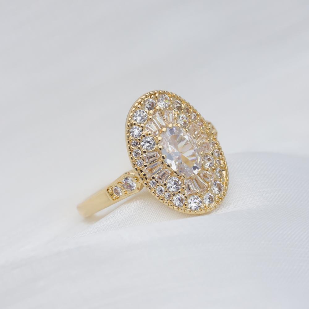 Elegant Oval Zirconia Open Ring Surround Design Adjustable Bridal Ring Wedding Party Gift