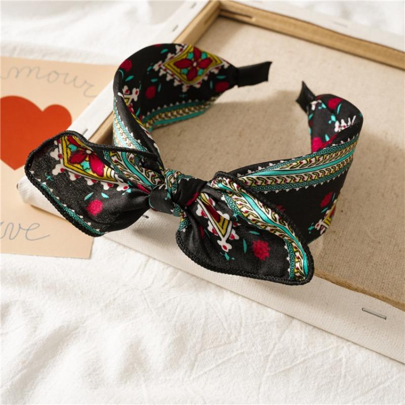 Hair Accessory - Leopard Print Rabbit Ears Knotted Wide Version Hair Band for Women's Outdoor Updo Hair Clip Headband Accessory