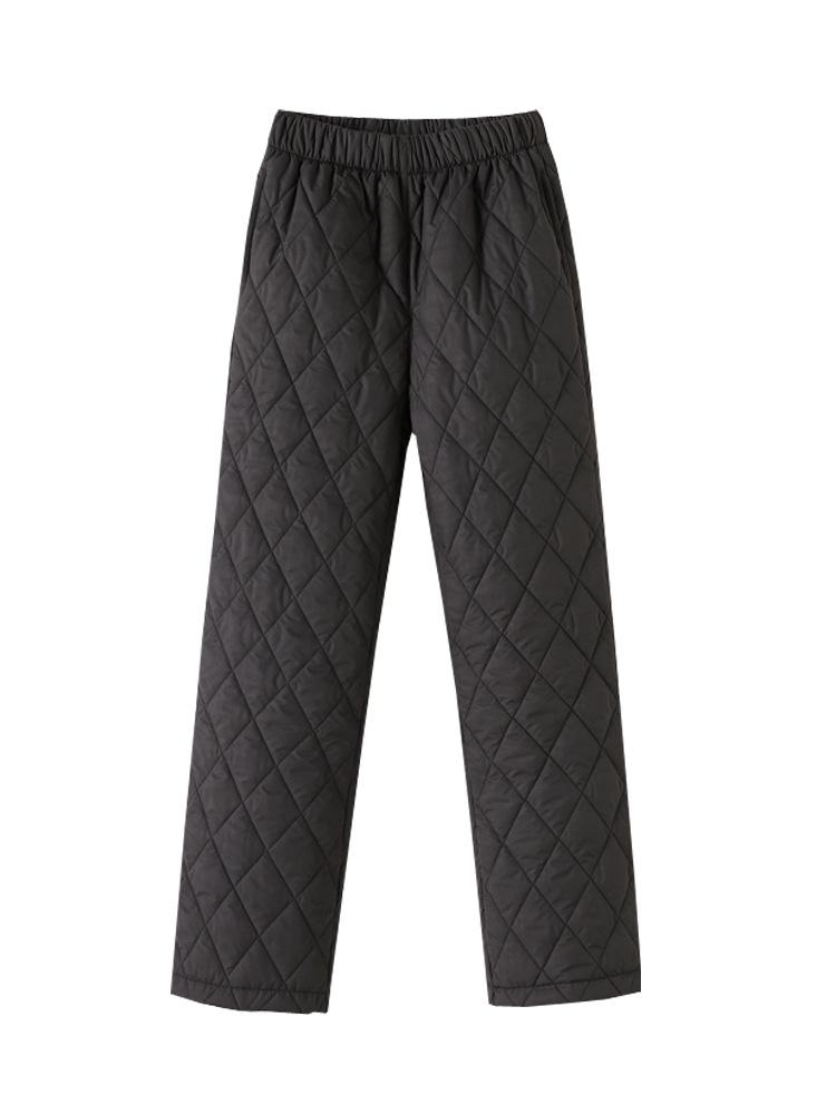 High-Waist Wide-Leg Cotton Trousers for Women - Thick, Warm, Large Size, Casual Straight Fit for Middle-Aged and Seniors.