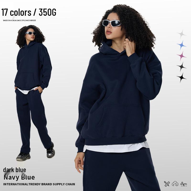 Men's Heavyweight American Trend Hoodie - Solid Color Casual plus Velvet