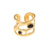 Fashion Stainless Steel Natural Stone Rings For Women Vintage Trend Punk Jewelry Gold Color Opening Ring Christmas Gift