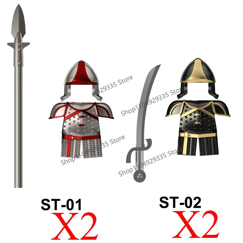 Figuras de Soldados Militares Medievales MOC Bloques de Construcción Castillo Águila Negra Lobo Pulpo Grifo Caballero Antiguo Armas Ladrillos Juguetes