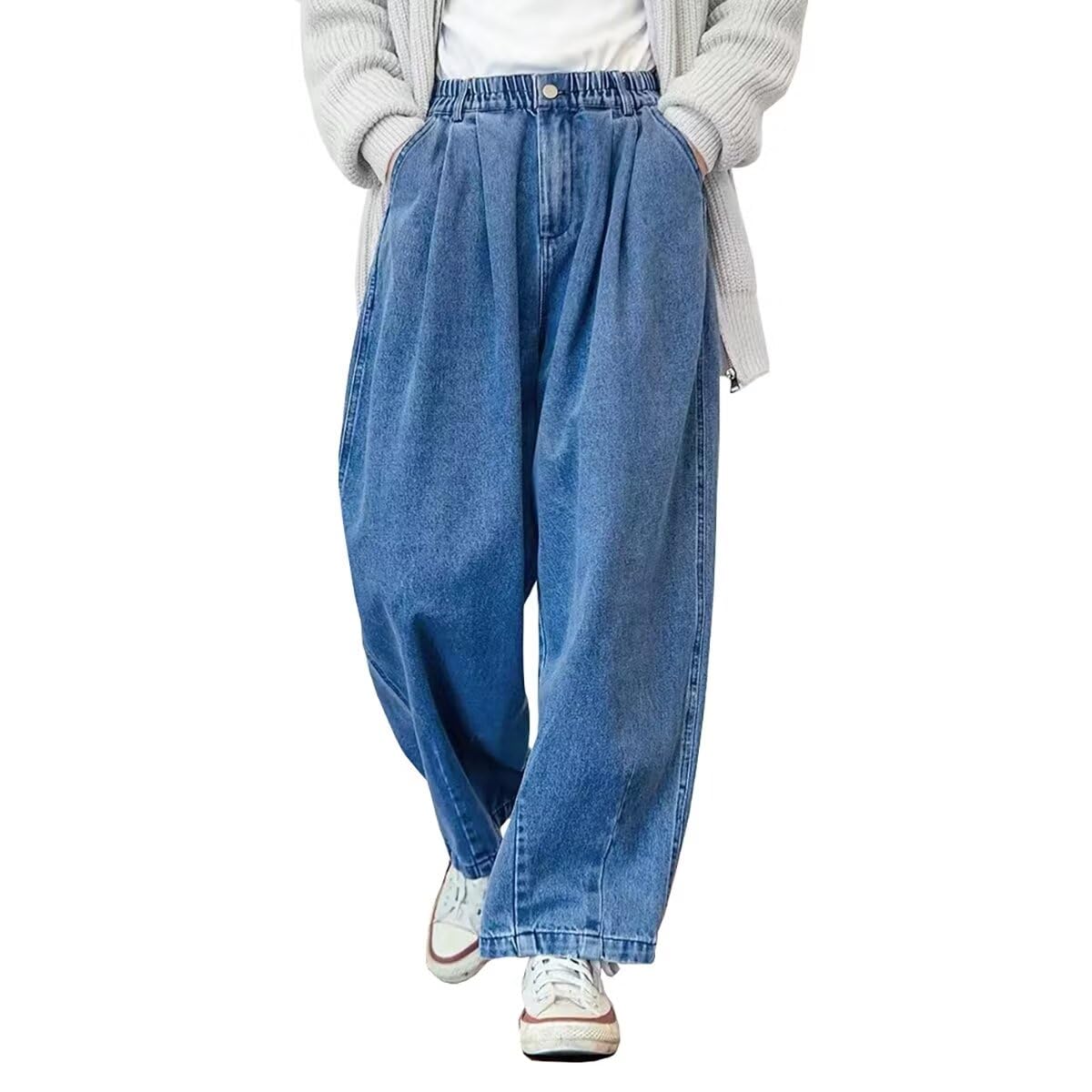 COHOKS Wide Leg Elastic Loose Plus Size L Women s Jeans, Denim, Fit, Size, Blue, (120)