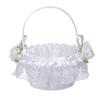 Flower Girl Basket Romantic Wedding Flower Basket with Foldable Handle for Party Decoration White