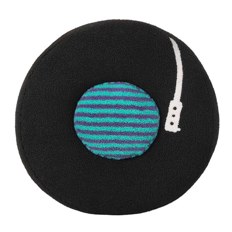 

Retro Turntable Seat Pad Soft Faux Furs Fabric Supportive PP Cotton Filling Cushion Floor Pillow For Music Lover Gift 1 чёрный