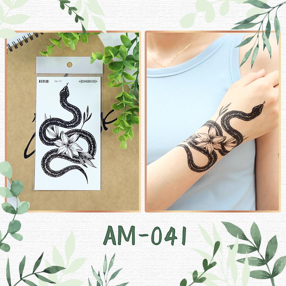 

«Модные водонепроницаемые наклейки-татуировки в виде змеи и цветка для мужчин и женщин — крутой, модный дизайн для руки» 160*90mm