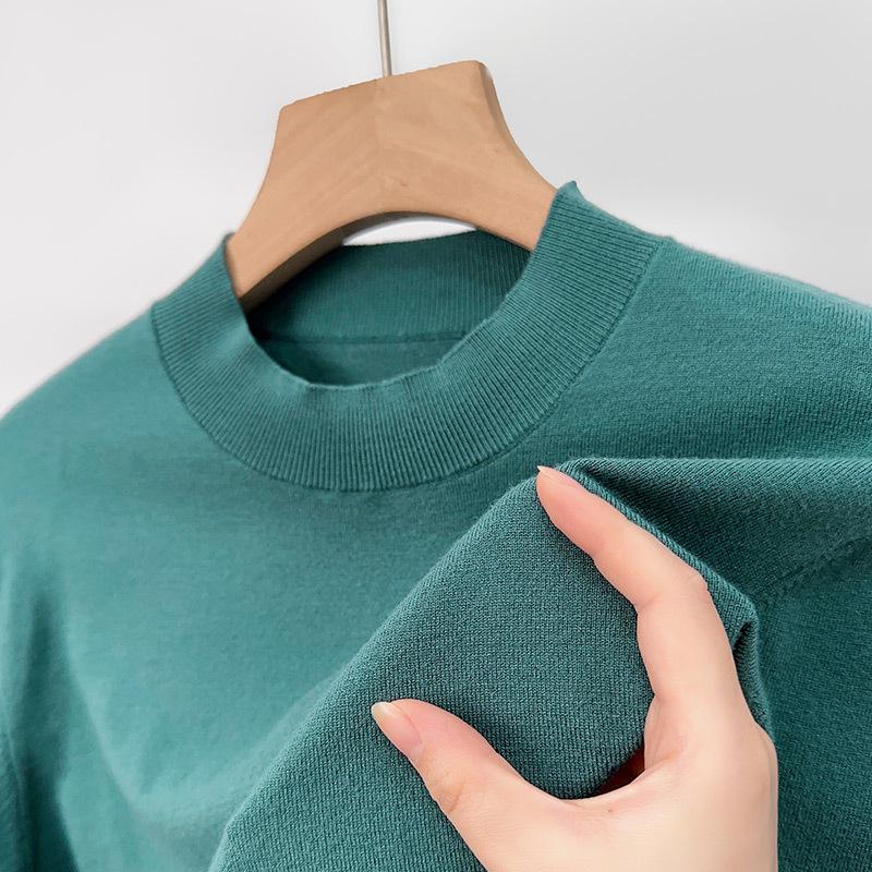 

Men s Spring/Autumn Long Sleeve Casual Solid Color High Neck Soft Knit Base Layer M