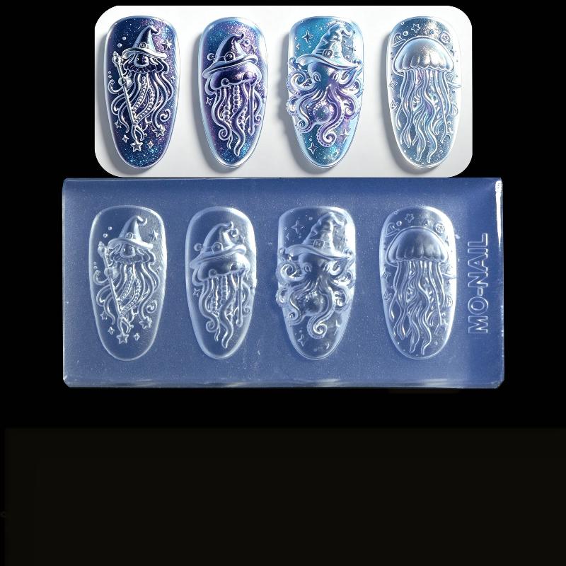 Cartoon Halloween Element Nail Silicone Mold Ghost Skull Pumpkin Grave Shape Carving 3D Jewelry Soft Template Manicure Supplies