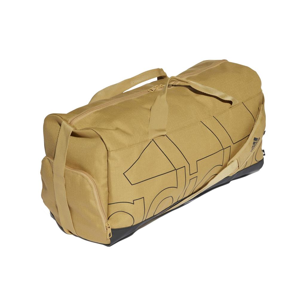 New Adidas Recycled Polyester Luggage Bag, Handbag, Shoulder Bag, Crossbody Bag, Gym Bag Medium Unisex Gold Beige/Black HC7230