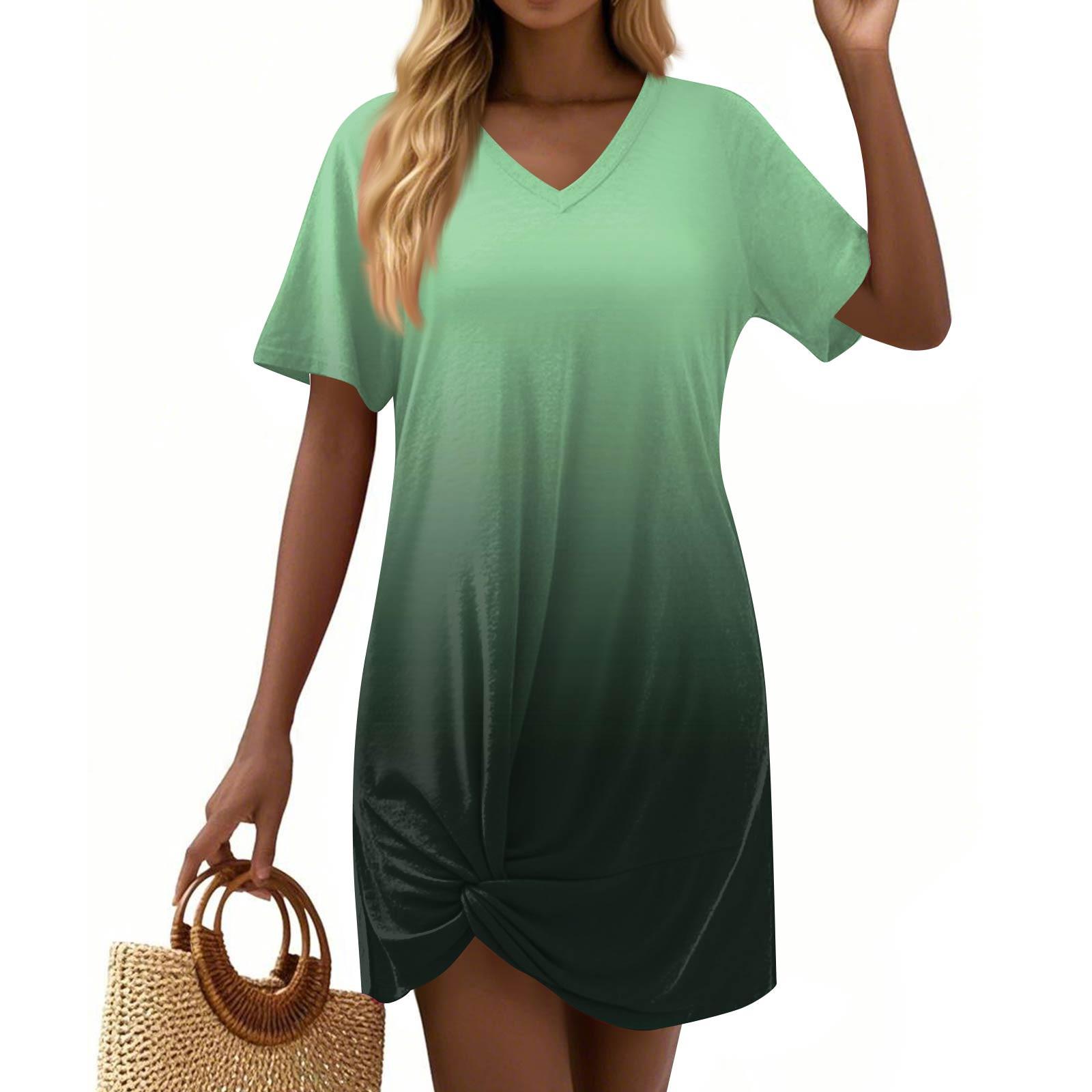 

Женские модные повседневные свободные платья с коротким рукавом и V-образным вырезом XXXL