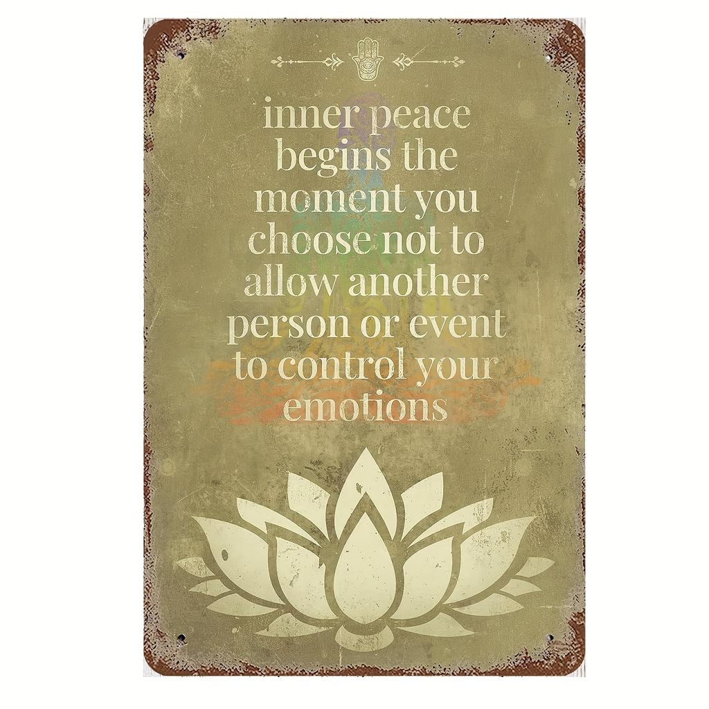 Vintage Metal Wall Art Inner Peace Begins Where Your Mind Was Before You Could Go Anywhere Inspirational Meditation Rela