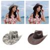 Vintage Textured Western Cowboy Hats Breathable Polyester Unisex Design Foldable Travel Hat Costume Accessory
