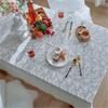 Weißer Spitzentischdecke für rechteckige Tische, Rustikaler bestickter Tischdecke für Abendessen, Hochzeit, Empfang, Heimdekoration