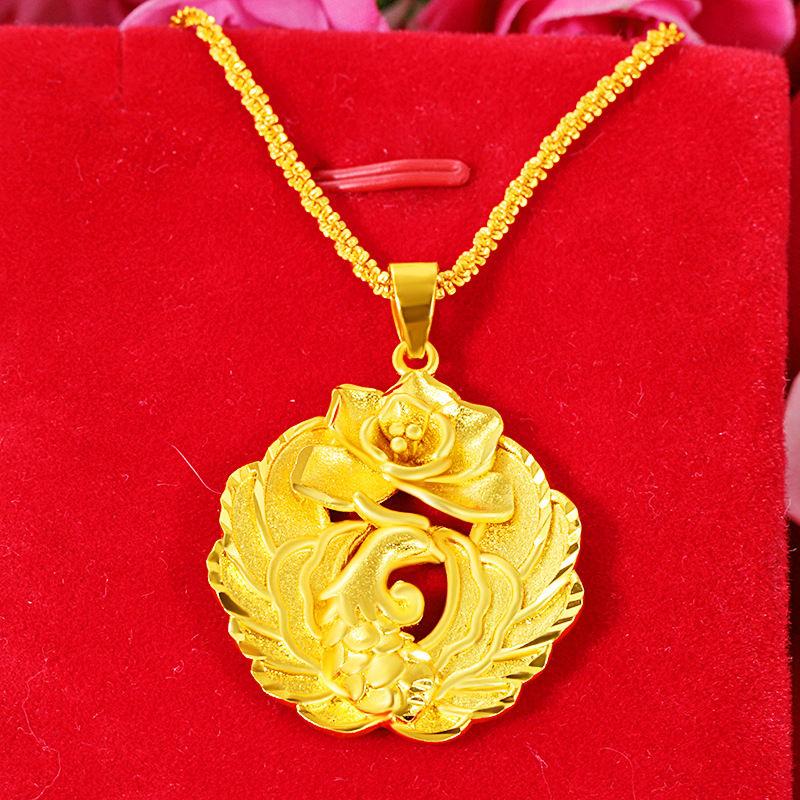Gold Color New Swan Peacock Pendant Women's Long Pearl Flower Tag Exquisite Women's Necklace