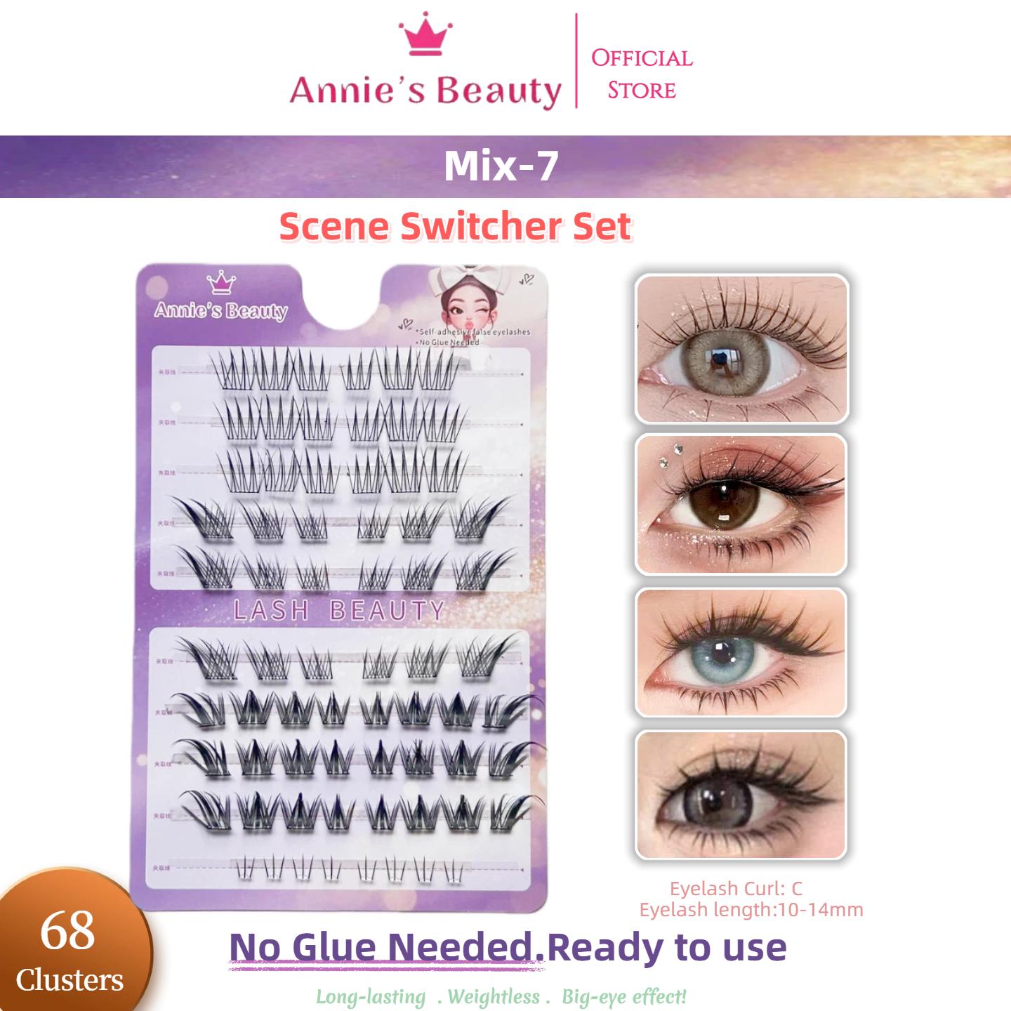 

100-240 Пучковые самоклеящиеся накладные ресницы, без клея, 11-16 мм, C+ изгиб, многоразовые, долговечные, водостойкие, ветроустойчивые, ленивые одинарные пучковые ресницы MIX-7