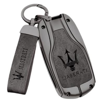 [NextBlue] Maserati Compatible Smart Key Case Zinc Alloy Key Holder with Logo Sticker, Gray