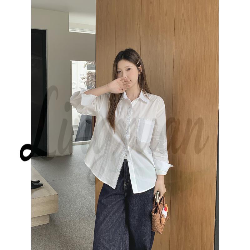 

2026 Summer Plus Size Women s Lace Trim Sun Protection Loose Long Sleeve Shirt XL брудно-білий
