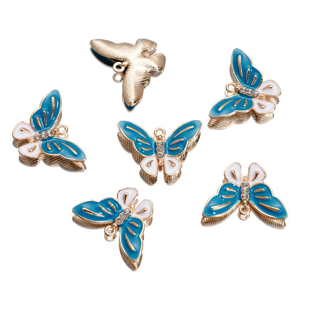 4Pcs/Lot 4 Styles Alloy Metal Drop Oil Butterfly Charms Animal Pendant For DIY Bracelet Necklace Jewelry Making Accessories