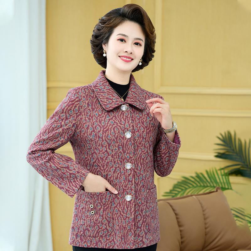 

2026 Women s Spring & Autumn Stylish Jacket for Middle-Aged and Elderly 4XL (suggested 130-145 jin)