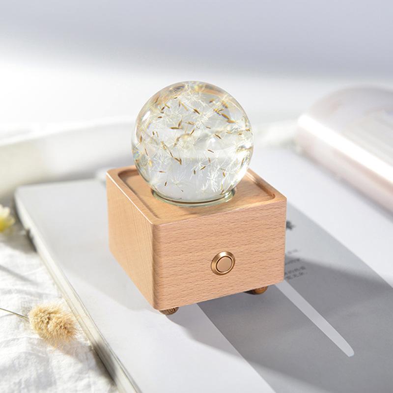 Dandelion Bluetooth Speaker Night Light: Crystal Ball with Preserved Flower - Unique Christmas/Birthday Gift