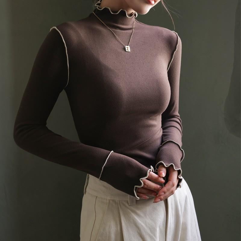 Womens Soft Microfiber Base Layer Top Half Turtleneck Long Sleeve Slim Fit Winter Daily Wear
