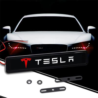 1Pcs Car Decorative Light LED Front Hood Grille Emblem Badge Decor For Model S Model X Model Y Cybertruck Model 3 Model Y