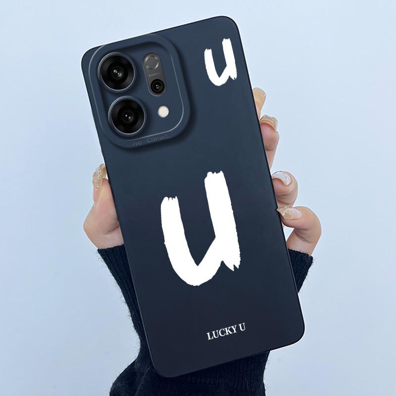 For OPPO Reno14 Pro 5G Cover Case Lucky Initial Letter Couple Silicone Soft Matte Phone Bumper for Oppo Reno 14 Pro 5G Casing