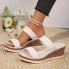Large Size One-word Woven with Platform Wedge Heel Fashion Women's Shoes Summer New Wedge Heel Sandals Women