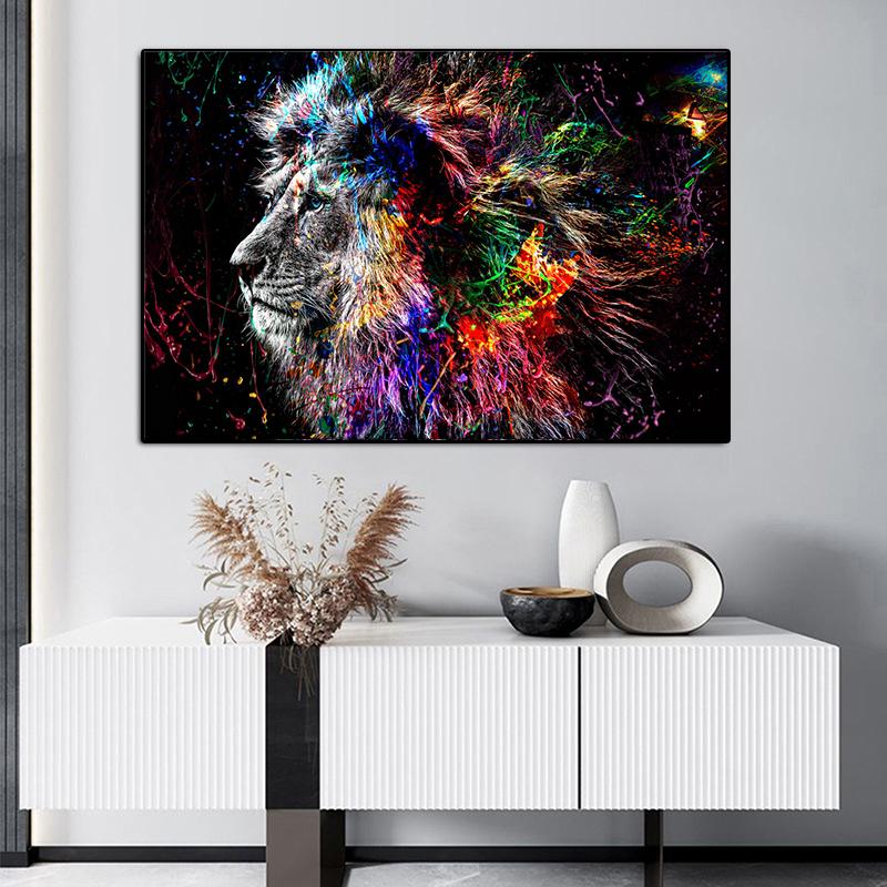 Abstract Animal Lion Canvas Poster Printing Modern Painting Wall Art Picture for Living Room Home Decoration Gift Cuadros