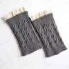Womens Knitted Leg Warmers With Lace Trim Warm Boot Socks Winter High Calf Cover In Acrylic One Size