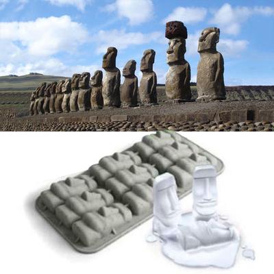 Statue di Pietra Moai dell'Isola di Pasqua Vassoio per Ghiaccio Cubetti di Ghiaccio Stampo Fai da Te Stampo per Budino Gelatina