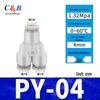 Pneumatic Nylon Air Hose Quick Connect Fittings: PU Straight, PY 5-Way, Cross 4-Way, PZA 3-Way, PE Connector with White/Blue Cap
