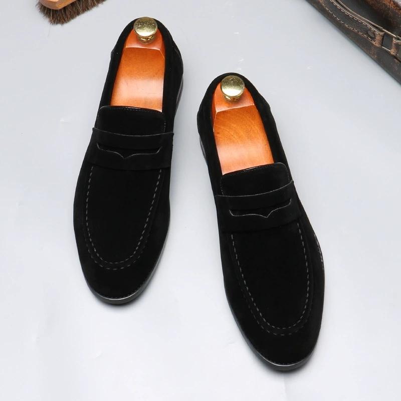 

Fashion New Men s Casual Shoes Suede Leather Mens Slip-on Light Comfortable Driving Loafers Moccasins Men Party Wedding Flat 38 чорний