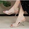 2025  Summer Women's Sandals Peep Toe High Heel Shoes  Pumps  Back Zip Stiletto