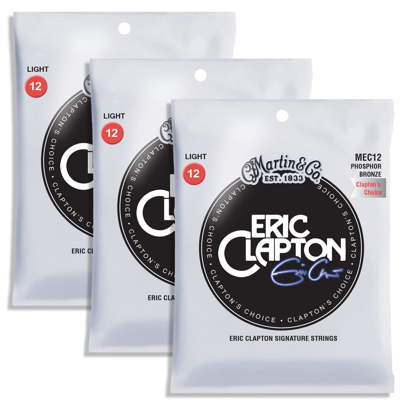 

MARTIN MEC12 Light Choice акустическая гитара, струны x 3 комплекта Clapton s