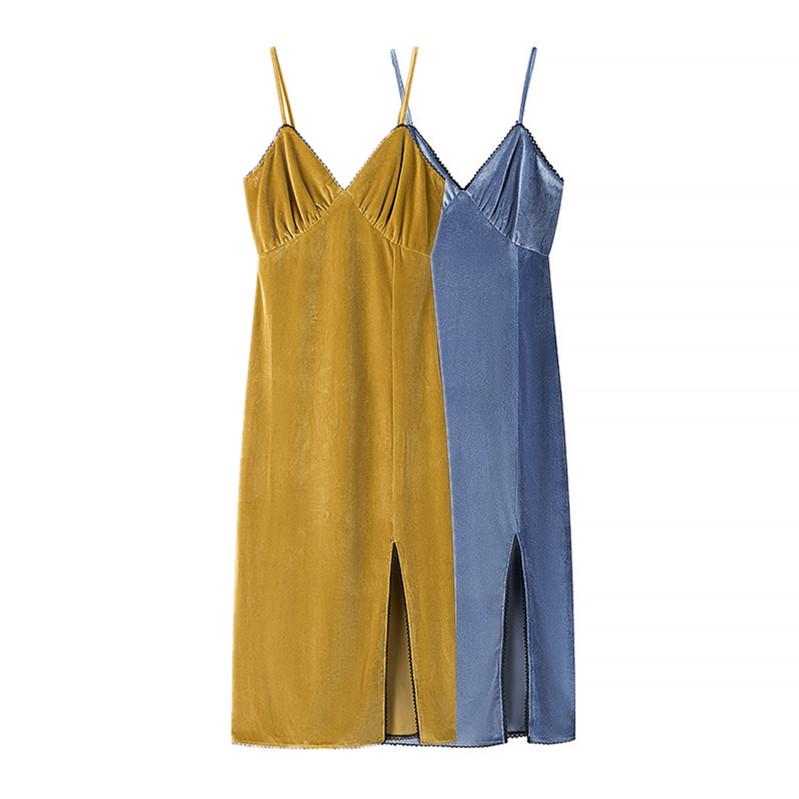 

2025 Spring Women s Lace Patchwork Velvet Slip Dress Small