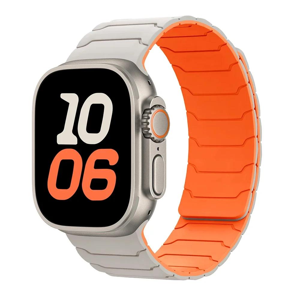 Strap For Apple Watch Ultra 2 Band 49mm 44mm 45mm 40mm 42mm 46mm 41mm 38mm Magnetic Silicone Bracelet IWatch Series 10 SE 9 8 7