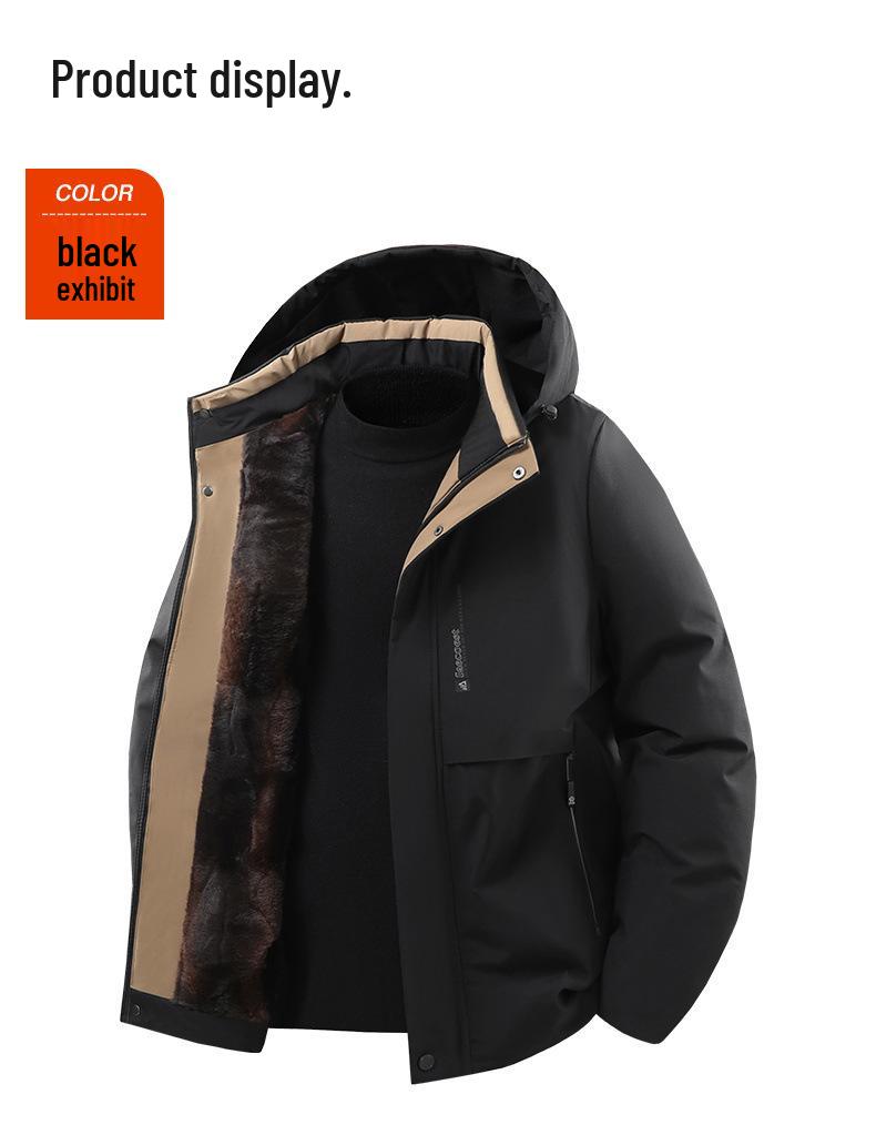 Graphene Thickened Men's Cotton Jacket with Detachable Hood - Warm Winter Casual Outerwear