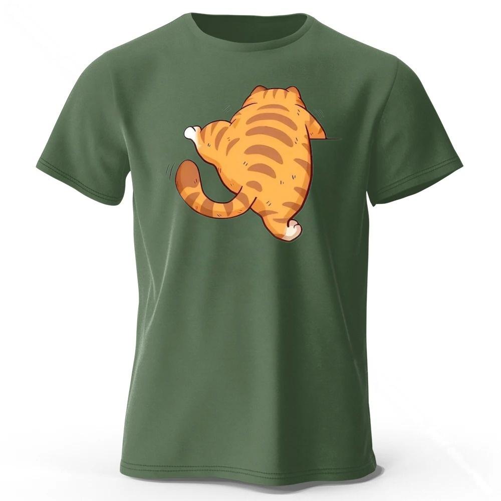 New Creative Vanished Orange Cat Cotton Short Sleeved Summer MensWomens Comfortable Loose Large Running Fitness Tshirt Top