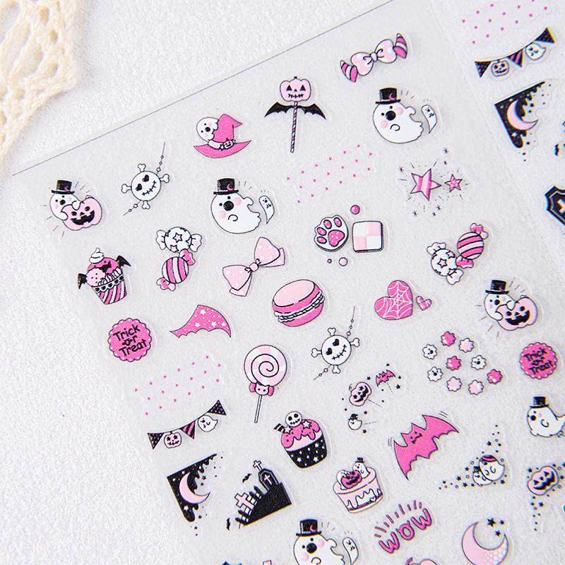 Sky Halloween Ghost Kids Nail Art Stickers - Cartoon Patterns for Journals and Nails