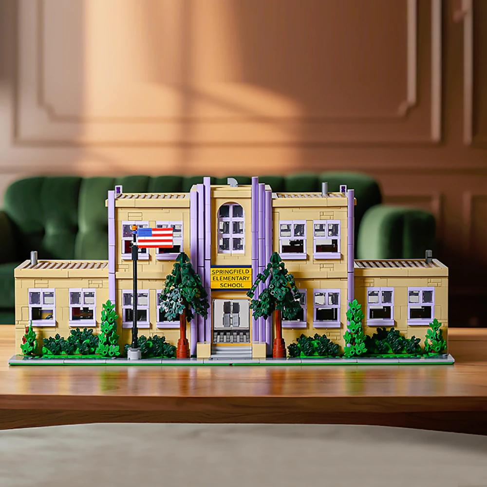 Springfield Elementary School House Buildings Sets,8 Figures City Apartment Architecture Model Modular Buildings Blocks 3500 PCS