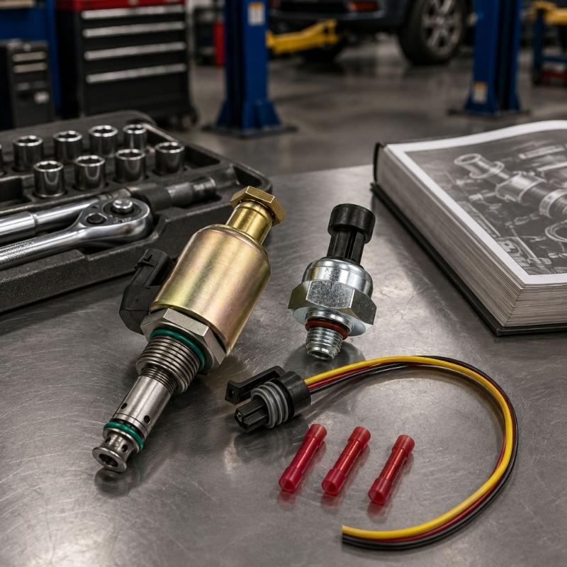 F81Z9C968AB, F5TZ9C968A Injection Pressure Regulator and Control Pressure Sensor Kit, One Paired Set with Threaded Interfaces and a Three-Wire Pigtail
