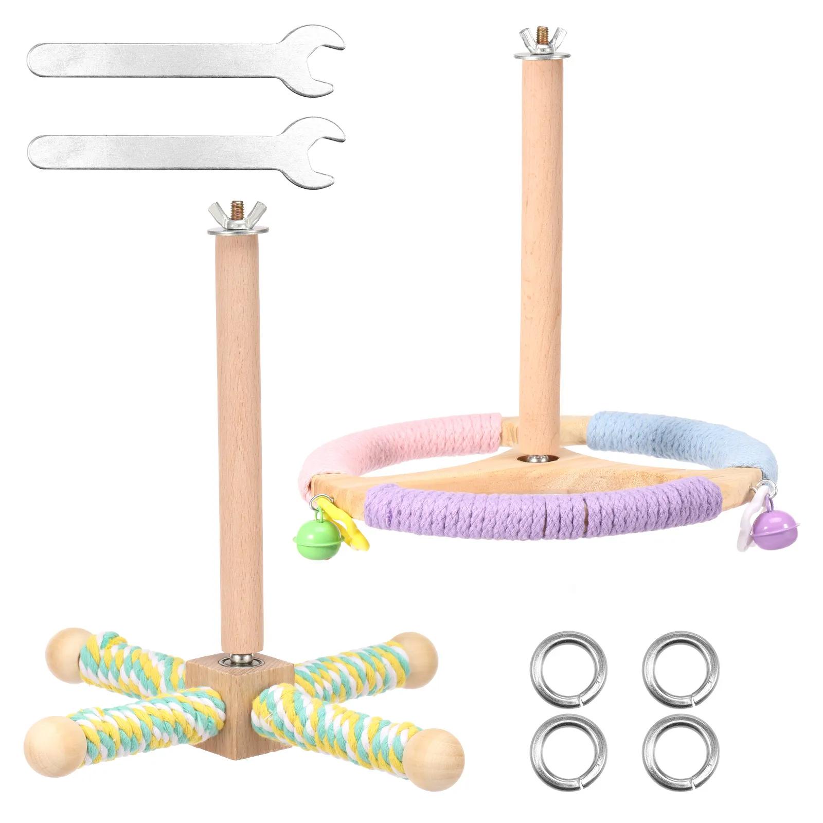

2Pcs Parrot Perch Toy 360° Rotating Anti Slip Bite Resistant Bird Hanging Interactive Play Stand Bird Cage Accessory