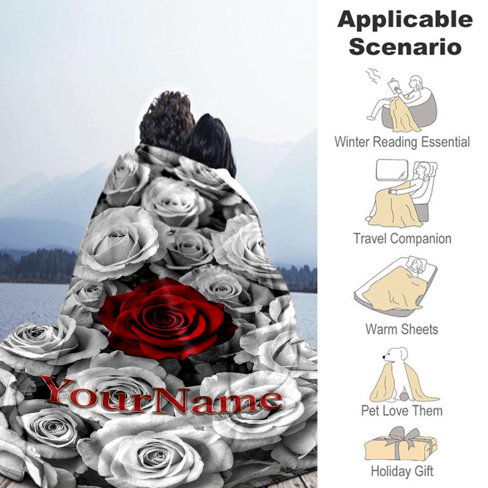 Rose Customize Text Blanket Lightweight Customizable Blanket Durable Comfort for Bed Living Room Sofa Office Ideal for All Seasons