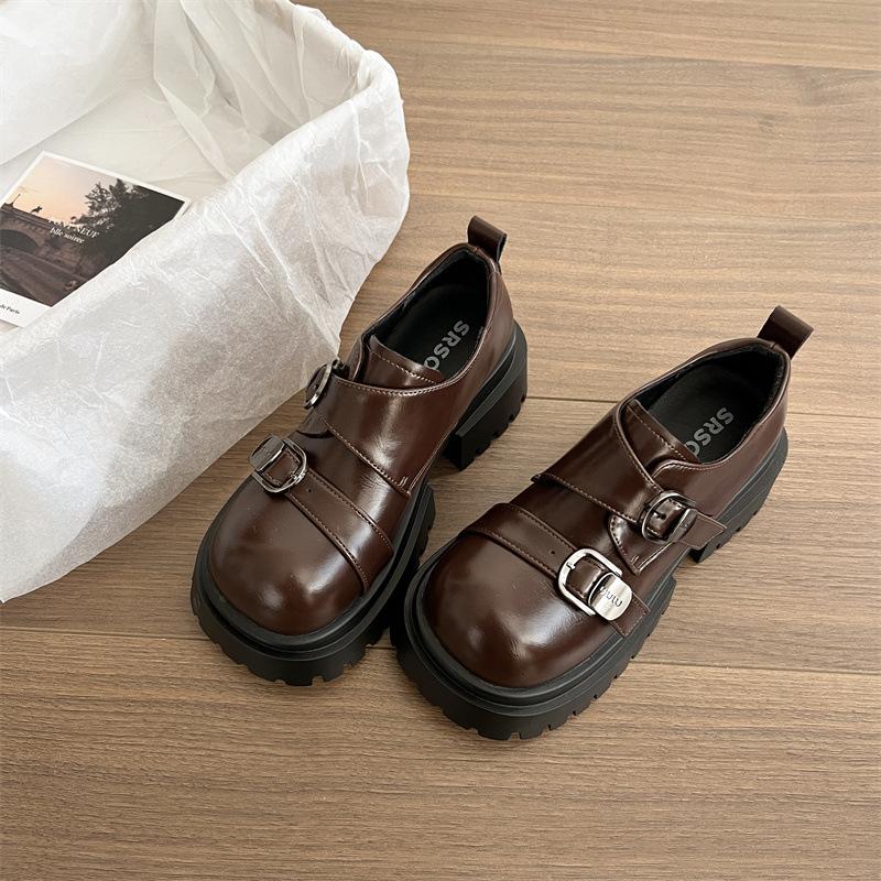 

Модный тренд британский стиль на платформе женские туфли из кожи 2025 года новые осенние юбки французские туфли Мэри Джейн с круглым носком 40 коричневый