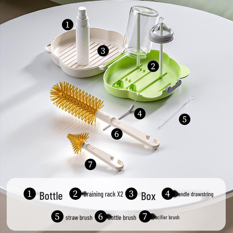 Tragbares Silikon-Babyflaschen- und Sauger-Reinigungsbürsten-Set