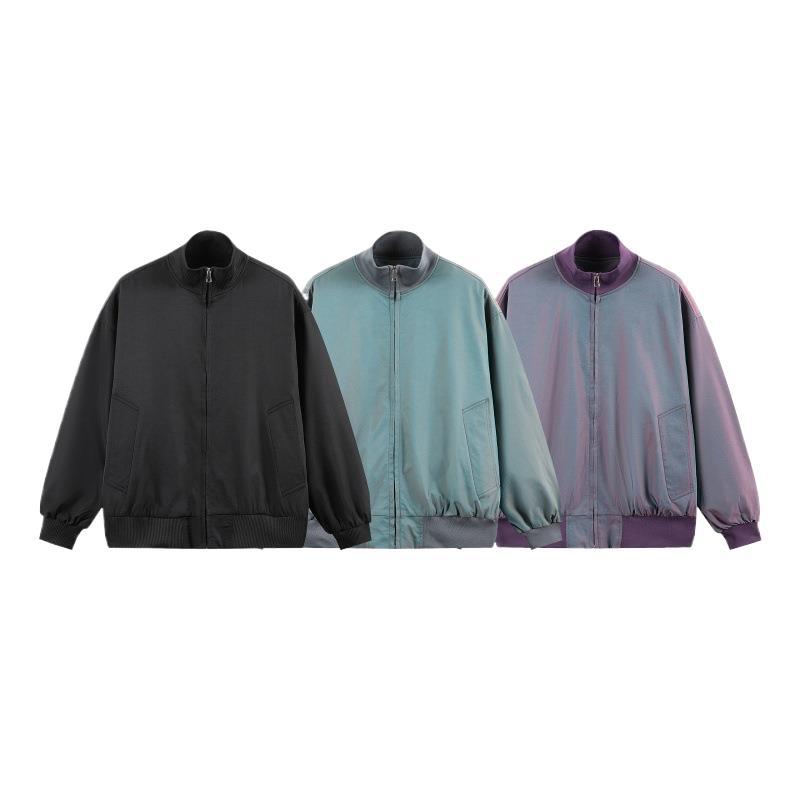 Autumn Men'S Colorful Satin Flight Jacket American Trend Stand-Up Jacket Loose Top