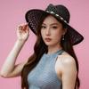 Handmade Sun Hat Hollowout Sun Protective Hat Wide Brims Hat with Bead Band Vacation Sun Straw Hat Photography Headpiece