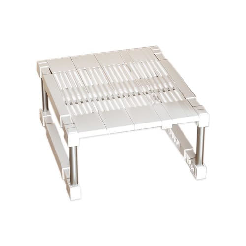 

SHAANYR Under-Sink Rack, Extendable, Sliding, Easy Assembly, Kitchen Storage Shelf, Under-Bathroom Storage Rack, White, Width 25-33/35-45 x Depth 32-4